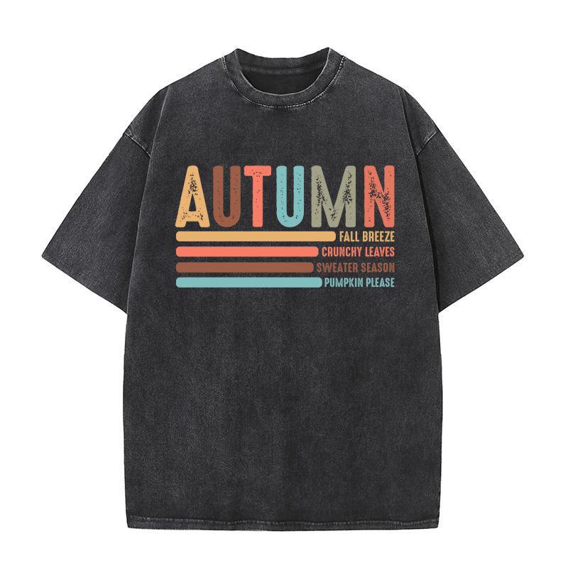 Autumn Fall Breeze crunchy Leaves Washed T-Shirt