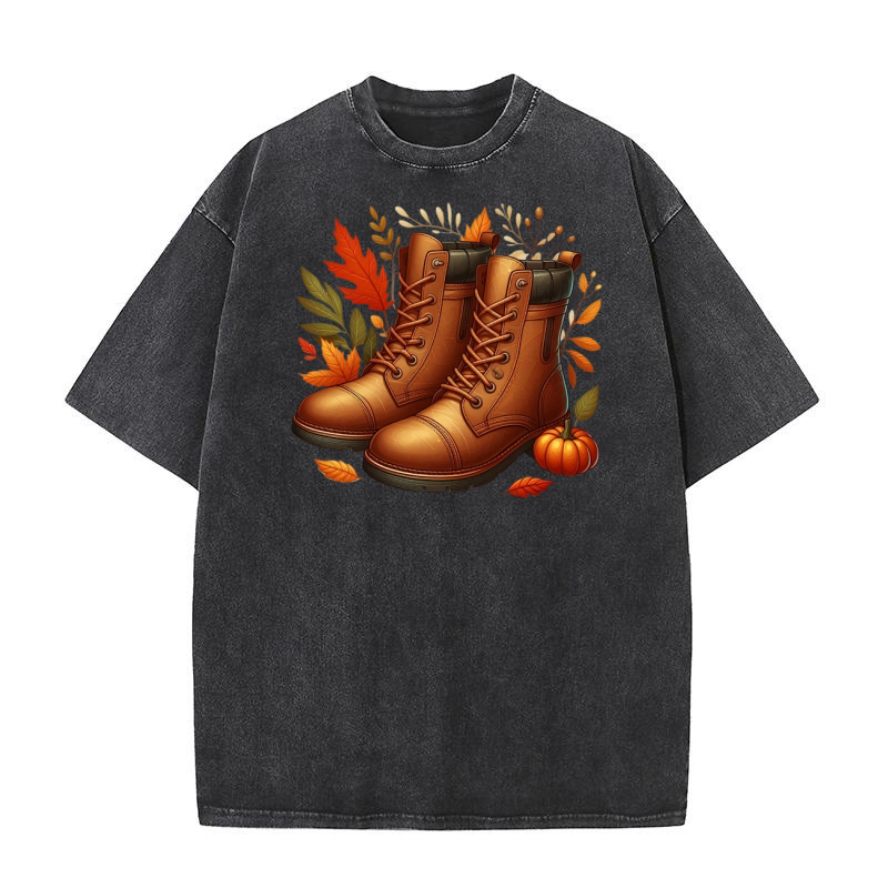 Fall Shoes Autumn Boots Clipart (7) Washed T-Shirt