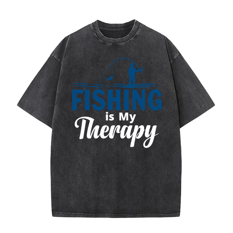 Fishing is my therapy Washed T-Shirt