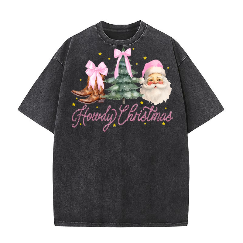 Howdy Christmas Pink 1 Washed T-Shirt