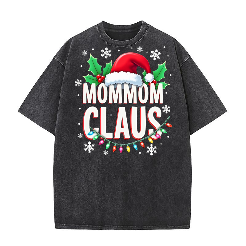 Mommom Claus Christmas Washed T-Shirt
