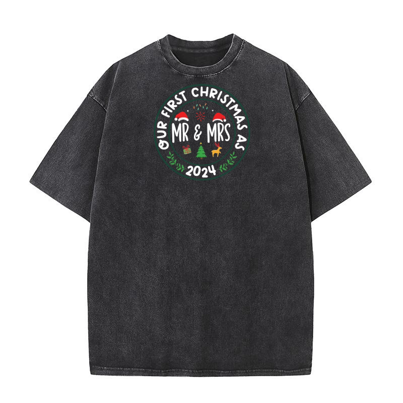 Our first Christmas As 2024 MR & MRS Washed T-Shirt