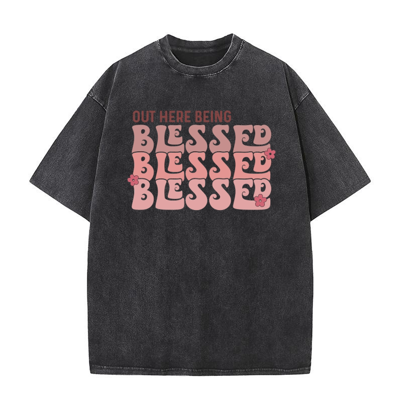 Out Here Being Blessed Washed T-Shirt