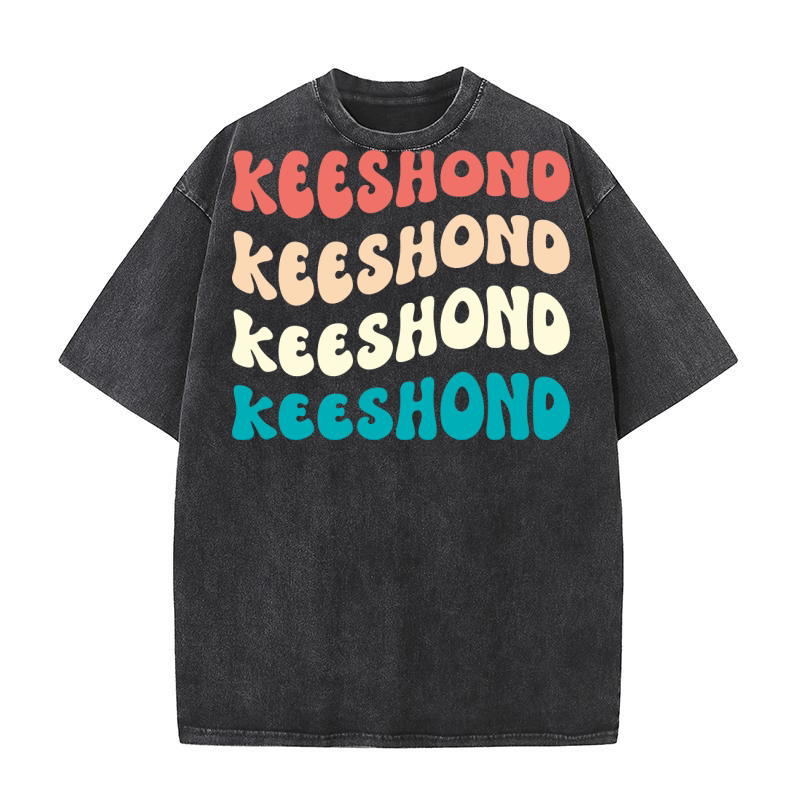 Retro Keeshond dog Washed T-Shirt