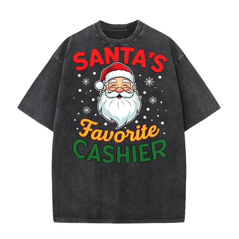 Santa s Favorite Cashier Washed T-Shirt