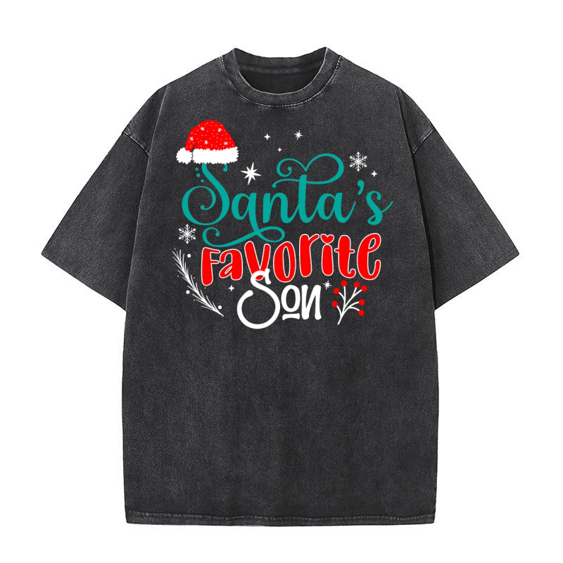 Santas Favorite Son Washed T-Shirt