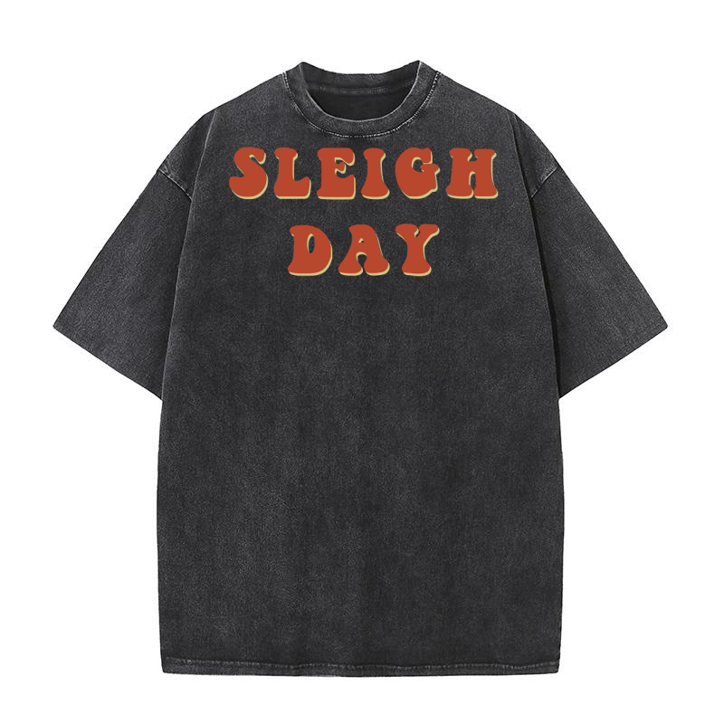 Sleigh Day Retro Red Washed T-Shirt