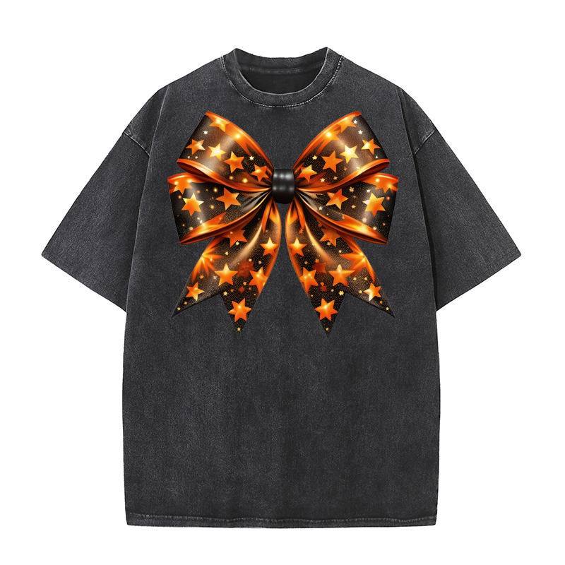 Watercolour Black Halloween Bows 02 Washed T-Shirt