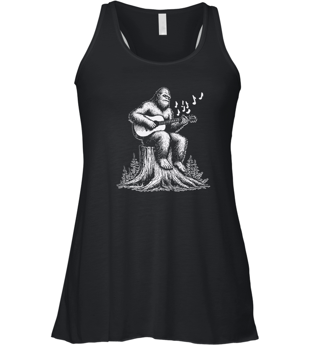 Bigfoot Playing Guitar L White Women's Flowy Tank Top