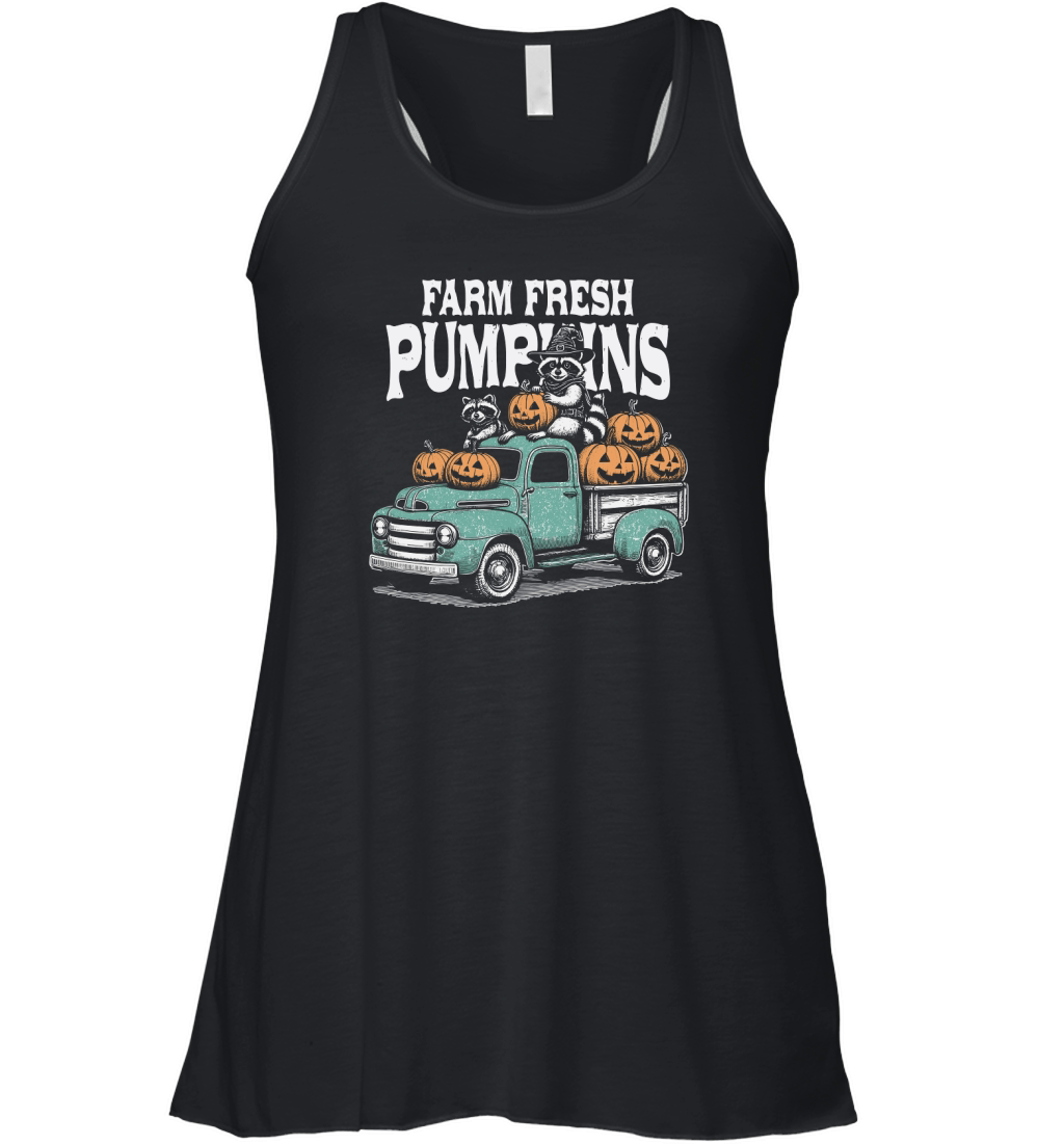 Farm fresh pumpkins Raccoon D Color Women's Flowy Tank Top