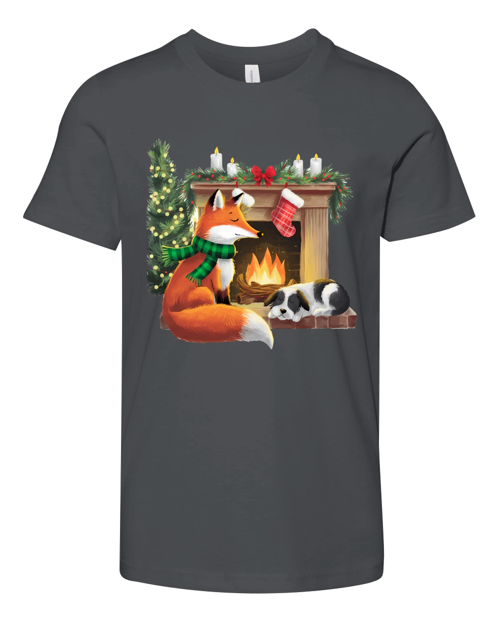 Christmas Fox Fire Vintage 2 Youth Unisex Jersey Tee