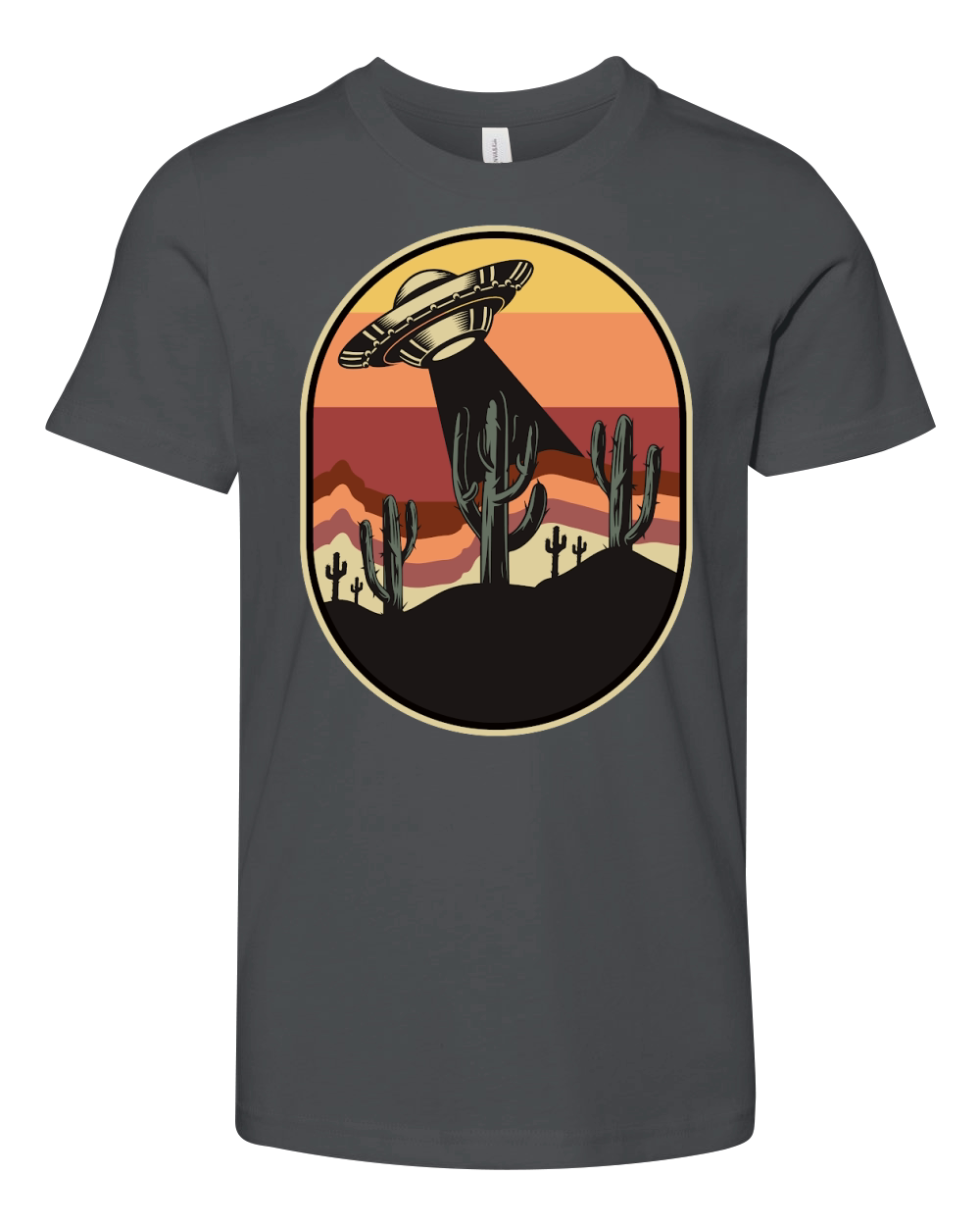 Vintage UFO Alien cactus mountain Youth Unisex Jersey Tee