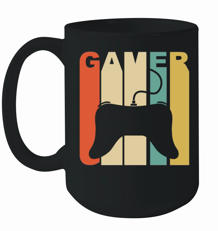 Vintage Gamer Controller Silhouette Retro Gaming Ceramic Mug