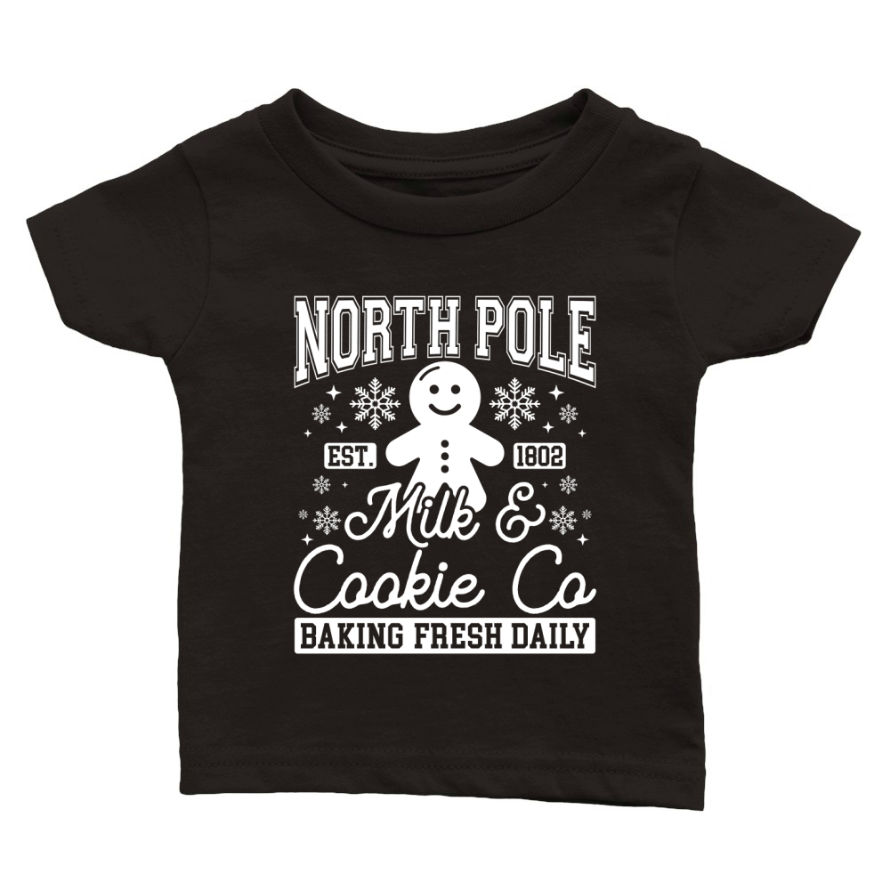 1 North Pole Est 1802 Milk & Cookie Co Baking Fresh Daily (white) Classic Baby Crewneck T-shirt