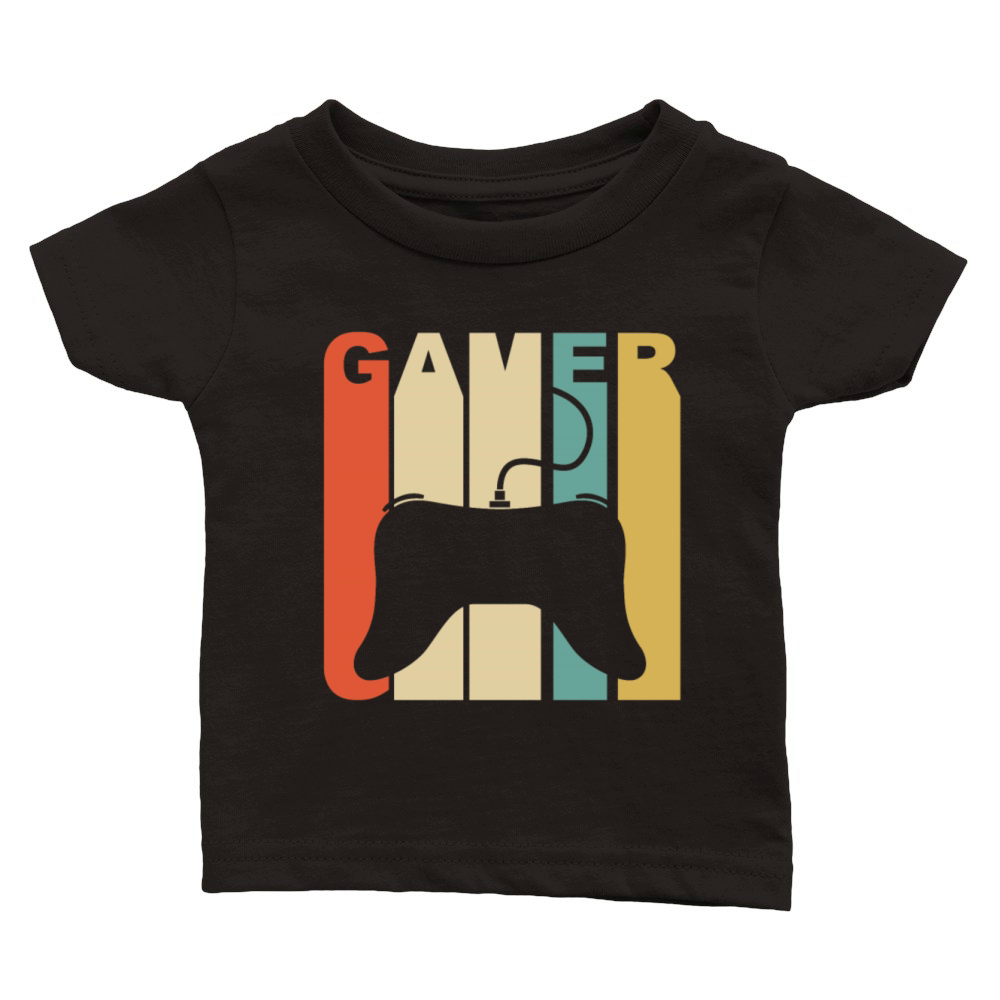 Vintage Gamer Controller Silhouette Retro Gaming Classic Baby Crewneck T-shirt