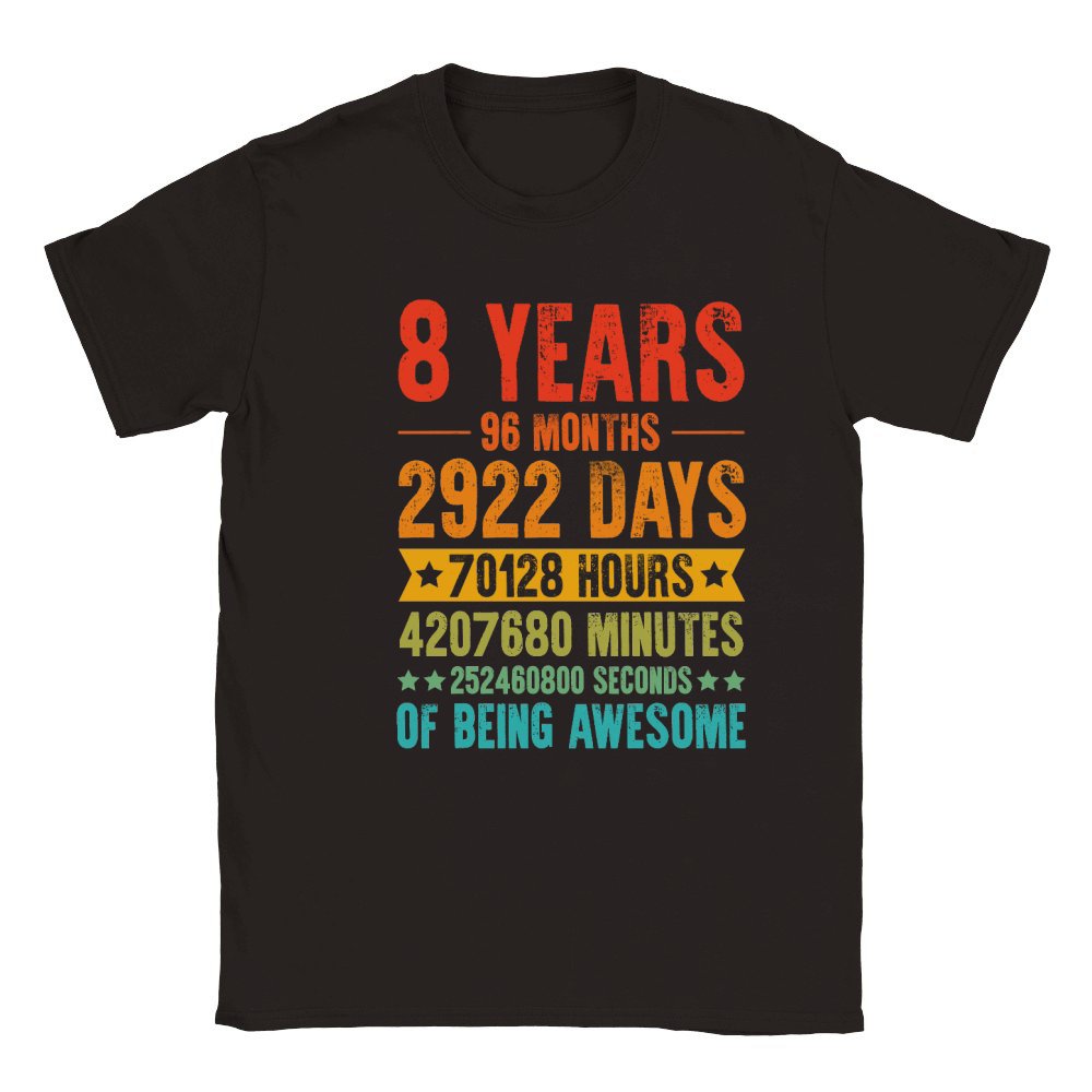8 Years 96 Months Of Being Awesome Birthday T Shirt Design (1) Classic Kids Crewneck T-shirt
