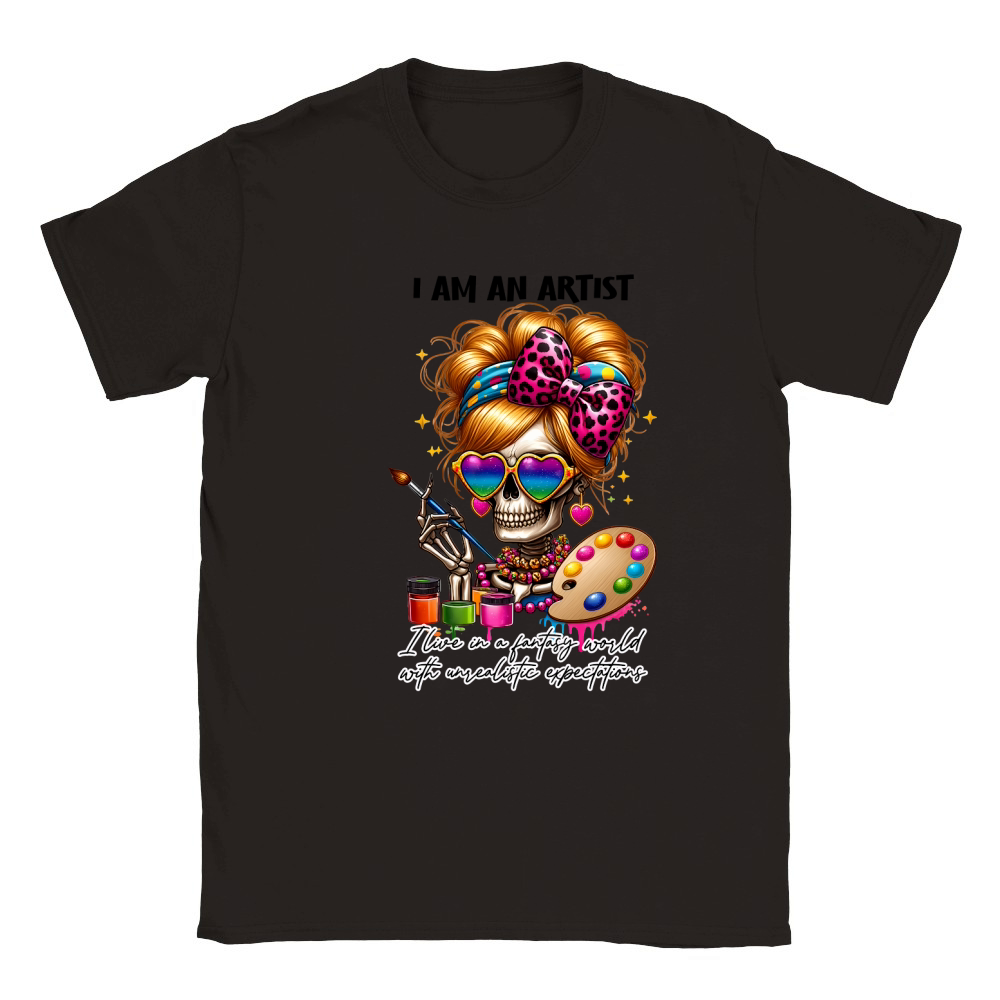 i am an artist  Ilive in a fantasy world with unrealistic expectations Classic Kids Crewneck T-shirt