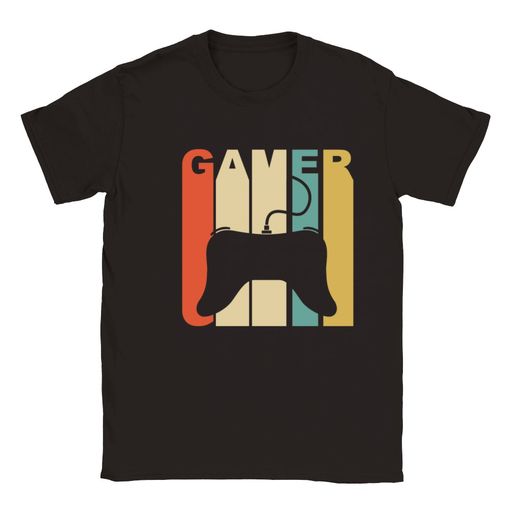 Vintage Gamer Controller Silhouette Retro Gaming Classic Kids Crewneck T-shirt
