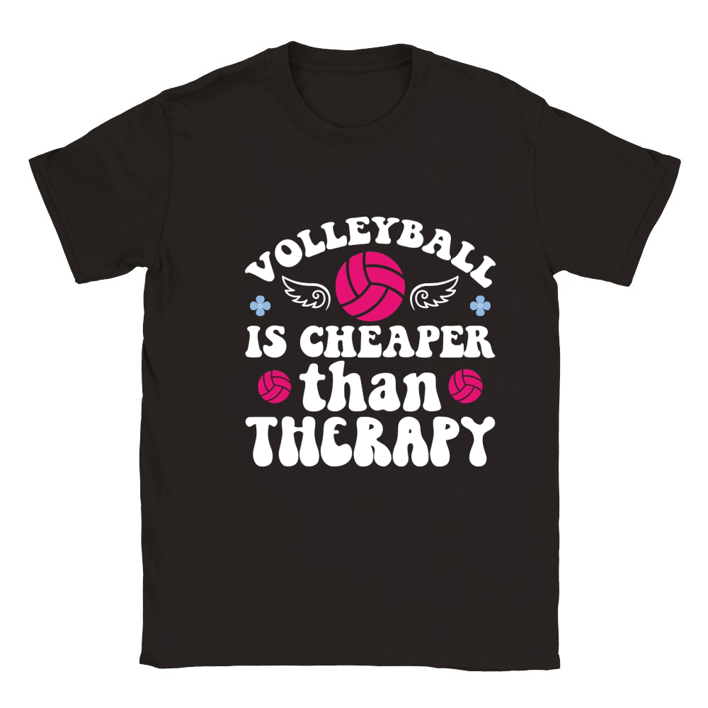 Volleyball is cheaper than therapy Classic Kids Crewneck T-shirt