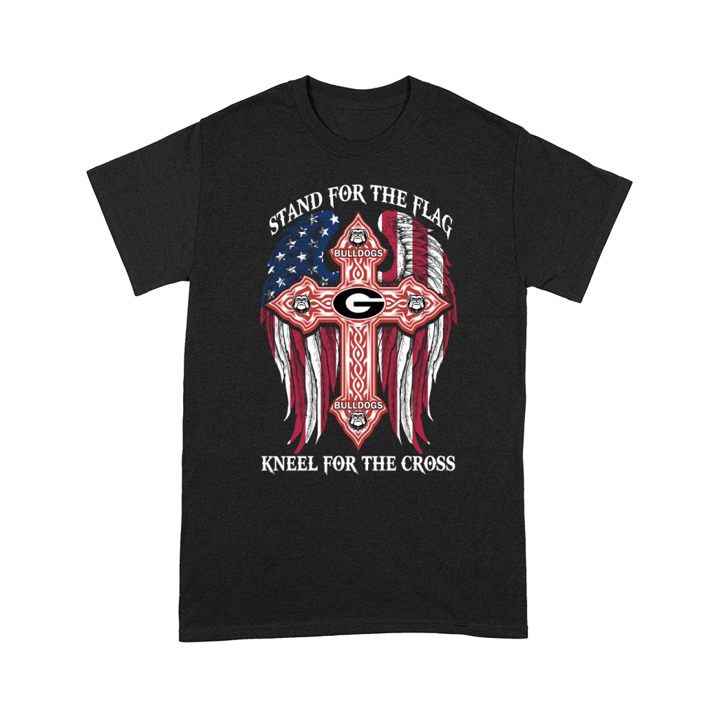 Georgia Bulldogs stand for the flag kneel for the cross Georgia Bulldogs black back shirt Comfort T-shirt