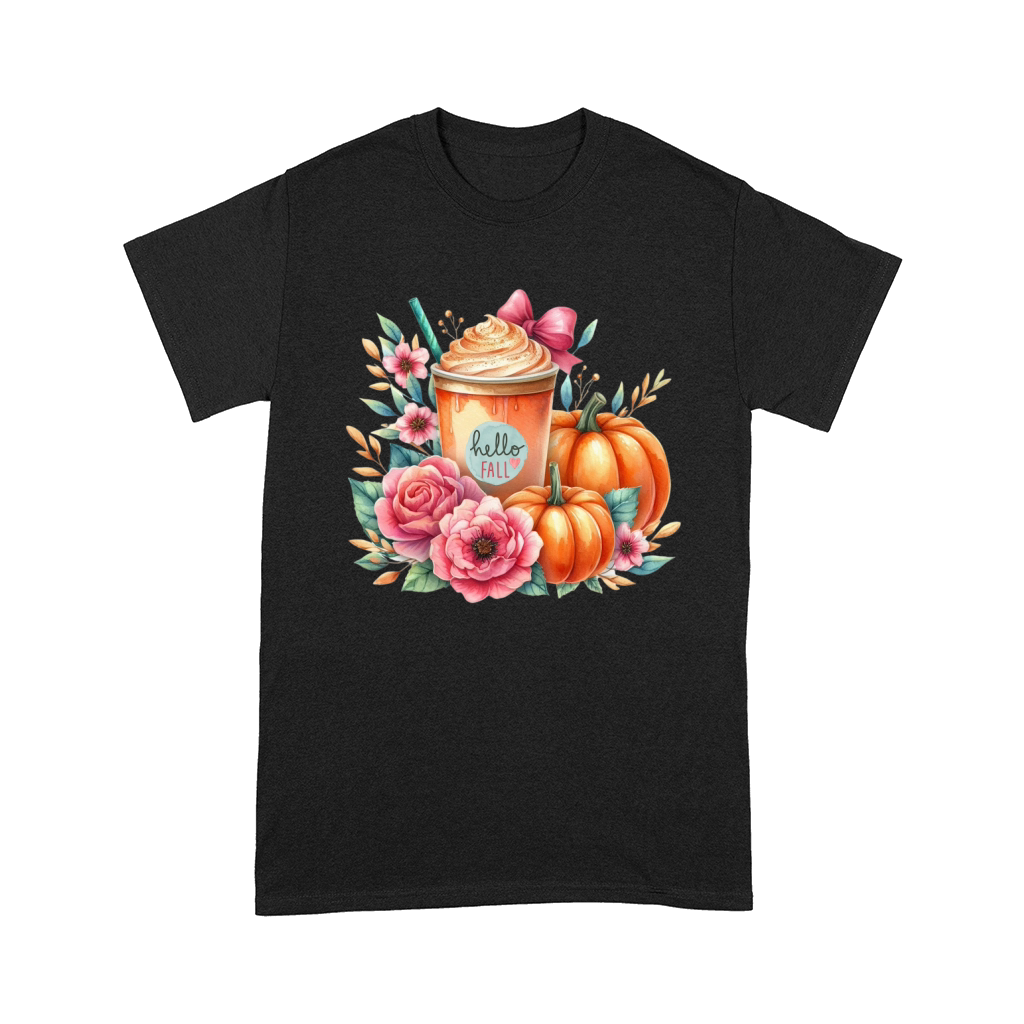 Hello Fall Watercolor Pumpkin Latte Comfort T-shirt