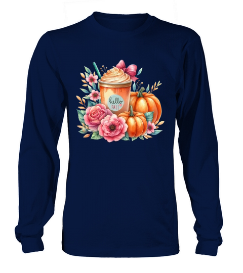 Hello Fall Watercolor Pumpkin Latte Long sleeved Unisex
