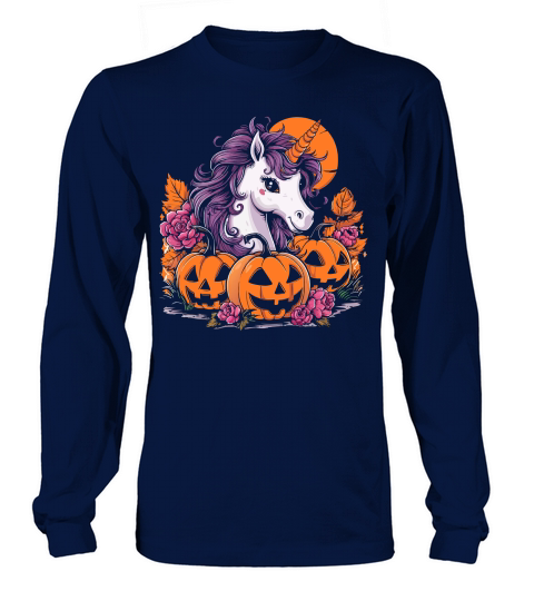 Unicorn and pumpkins Long sleeved Unisex