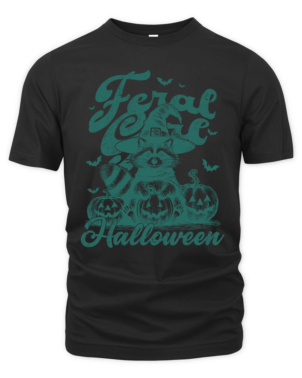 Feral Girl Halloween Raccoon L Green Organic Unisex T-shirt