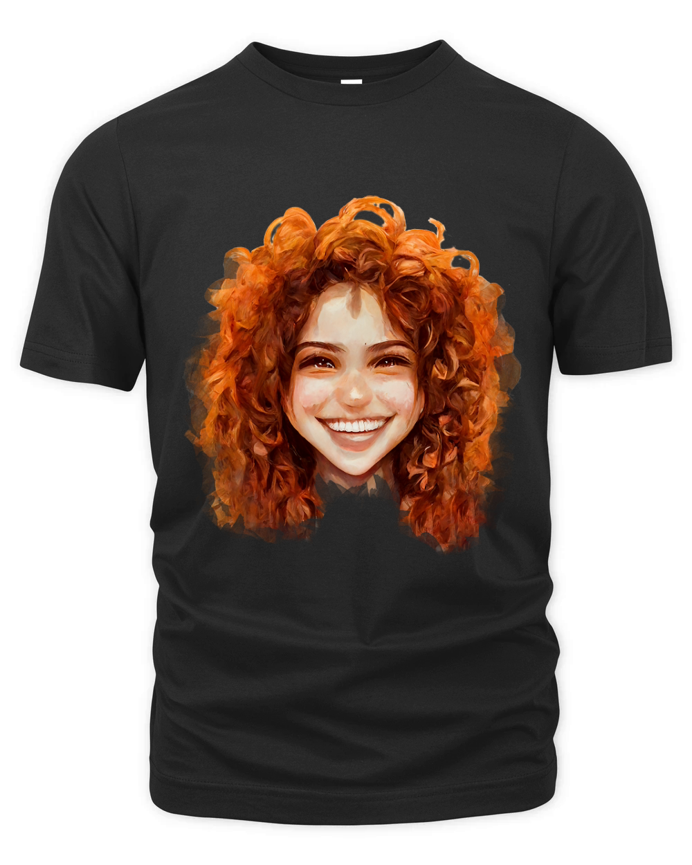 Fluffy Curly Orange Hair Woman Organic Unisex T-shirt