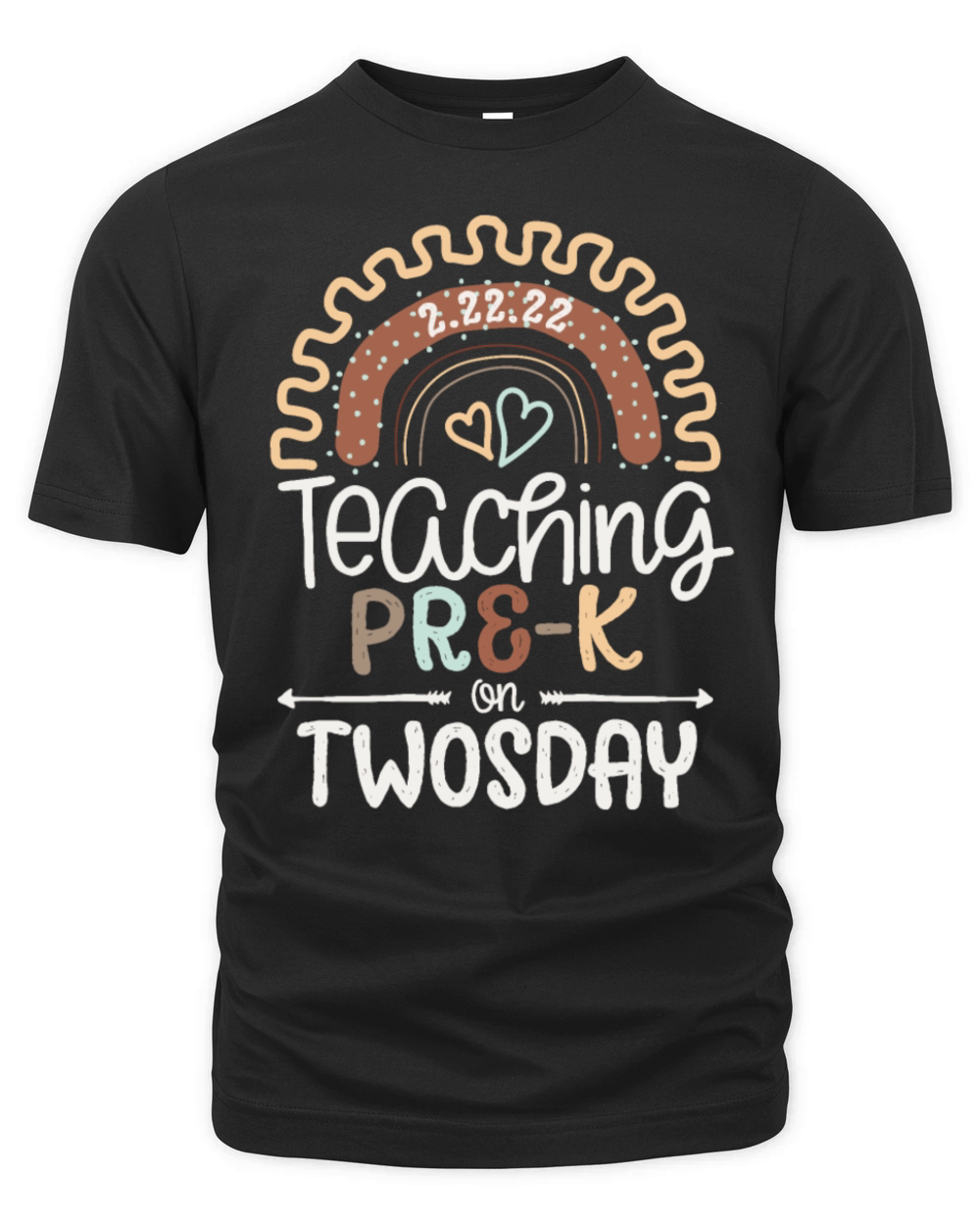 Teaching Pre-K on Twosday Organic Rainbow Organic Unisex T-shirt