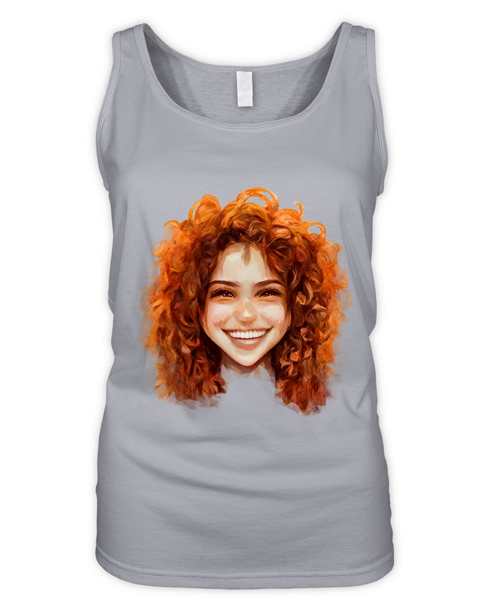 Fluffy Curly Orange Hair Woman Organic Women's Tank Top