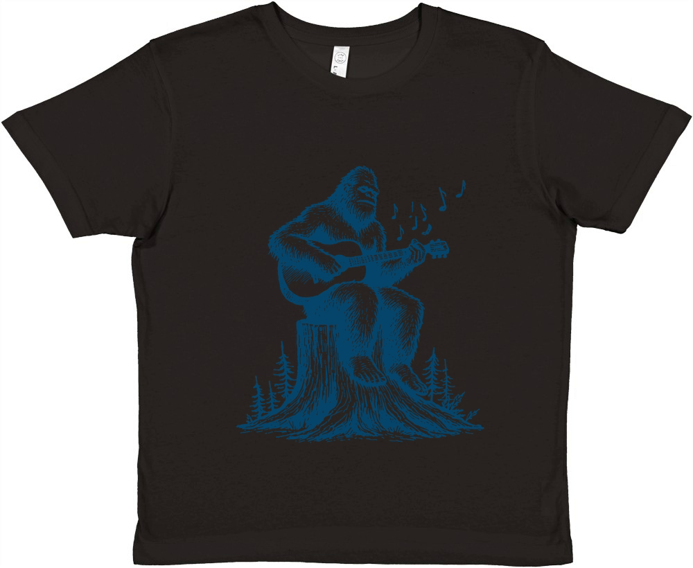 Bigfoot Playing Guitar L Blue Premium Kids Crewneck T-shirt