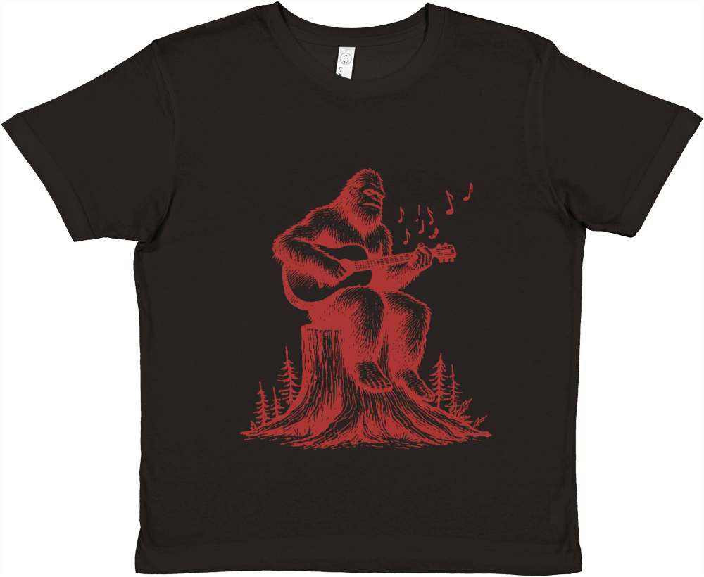 Bigfoot Playing Guitar L Red Premium Kids Crewneck T-shirt