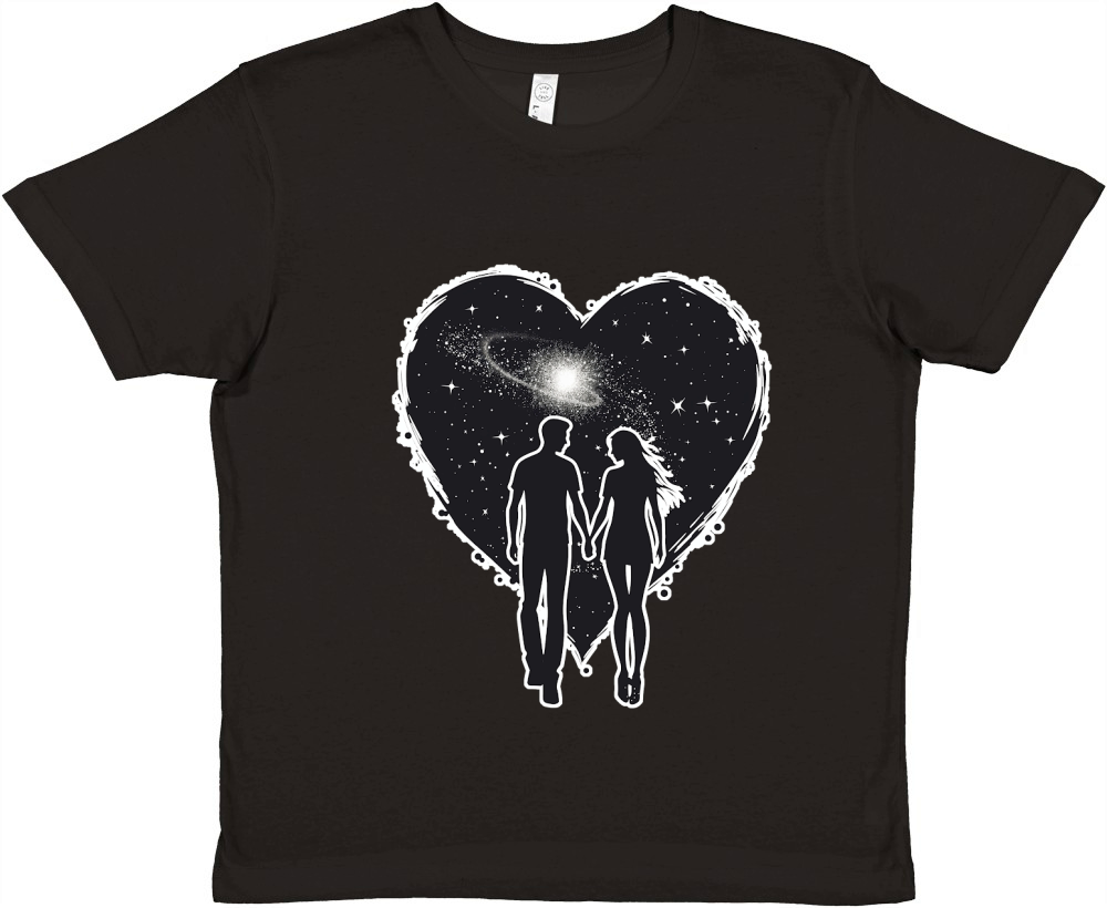 Couple Walking in Heart Space Premium Kids Crewneck T-shirt