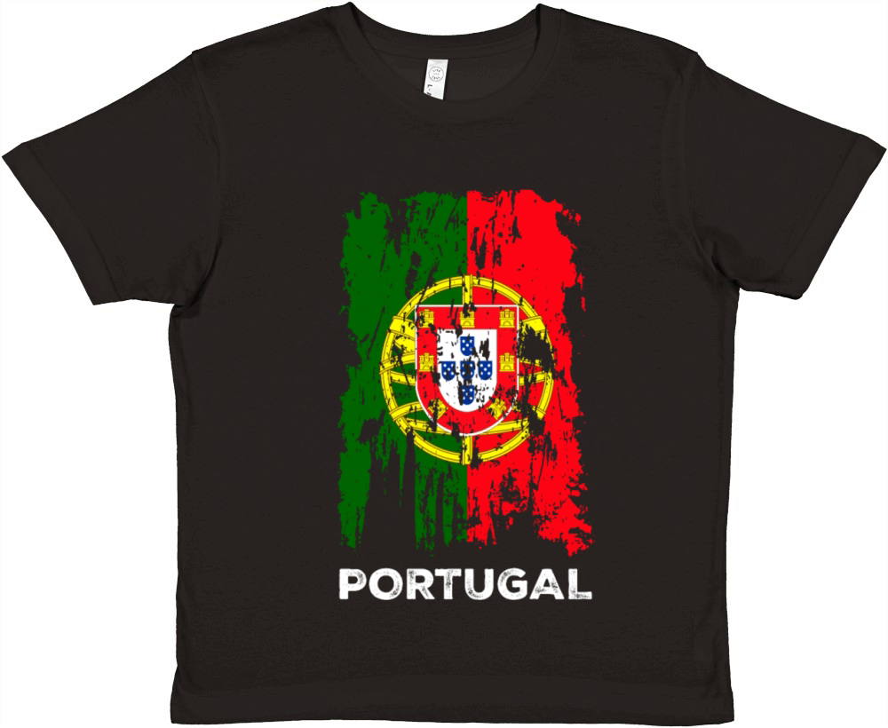 Distressed Portugal Country Flag Portuguese Pride Premium Kids Crewneck T-shirt