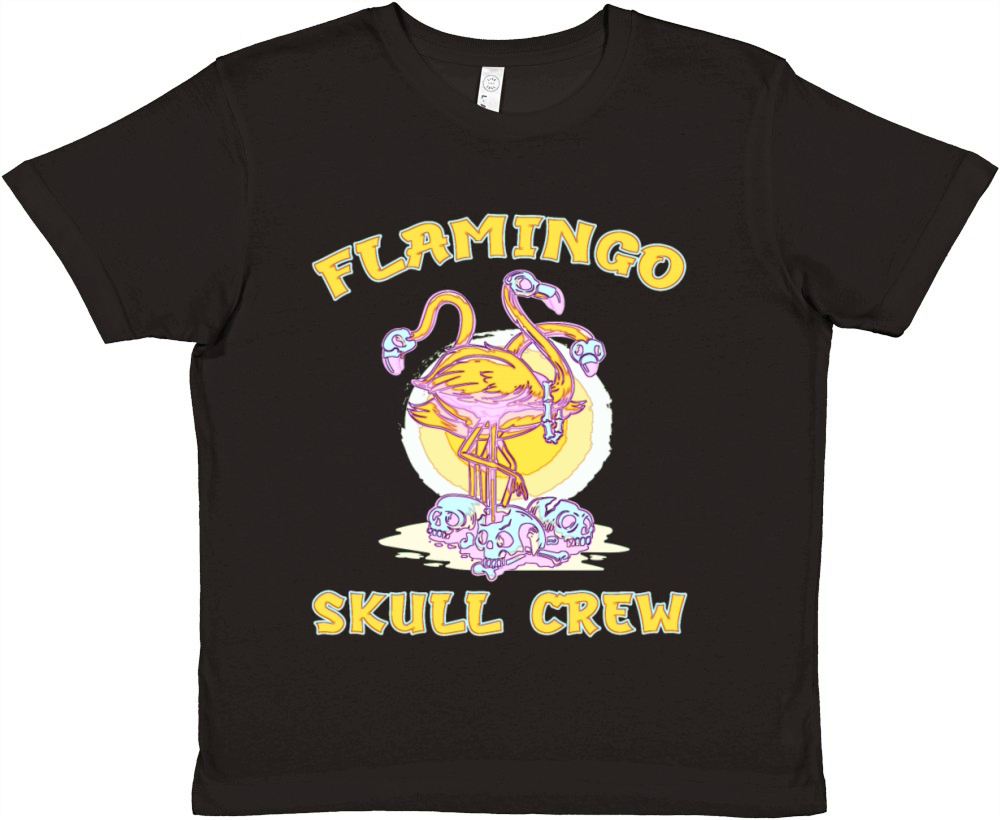 Flamingo Skull Halloween bones gift Premium Kids Crewneck T-shirt
