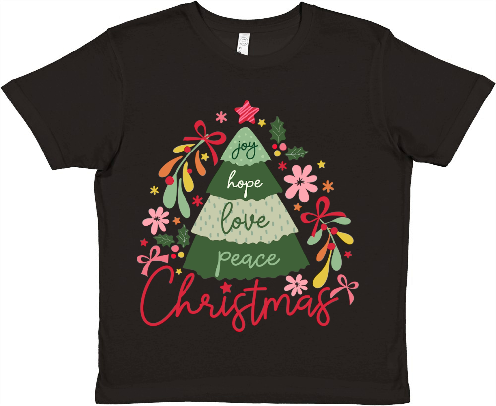Joy Hope Love Peace Christmas Premium Kids Crewneck T-shirt