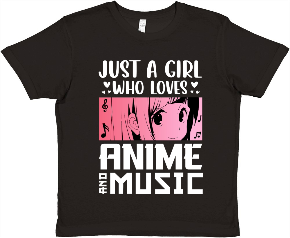 Just A Girl Who Loves Anime and Music (2) Premium Kids Crewneck T-shirt