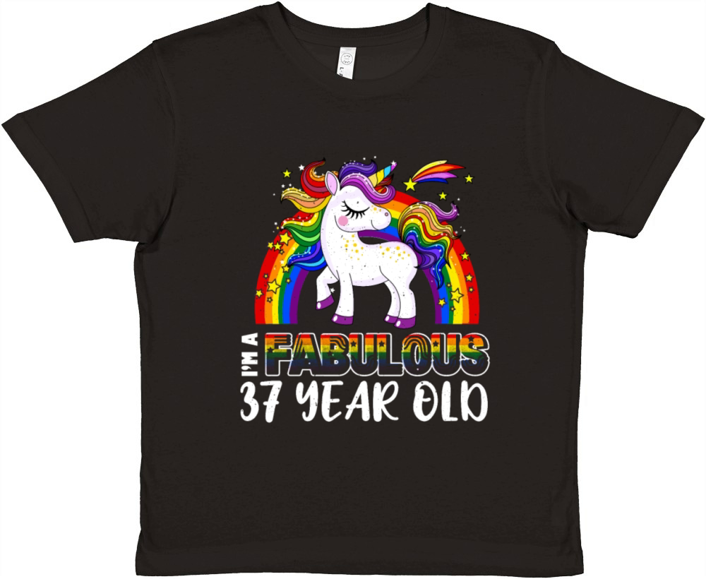 Unicorn Age 37 Years Gay Pride LGBT Pride Month Premium Kids Crewneck T-shirt