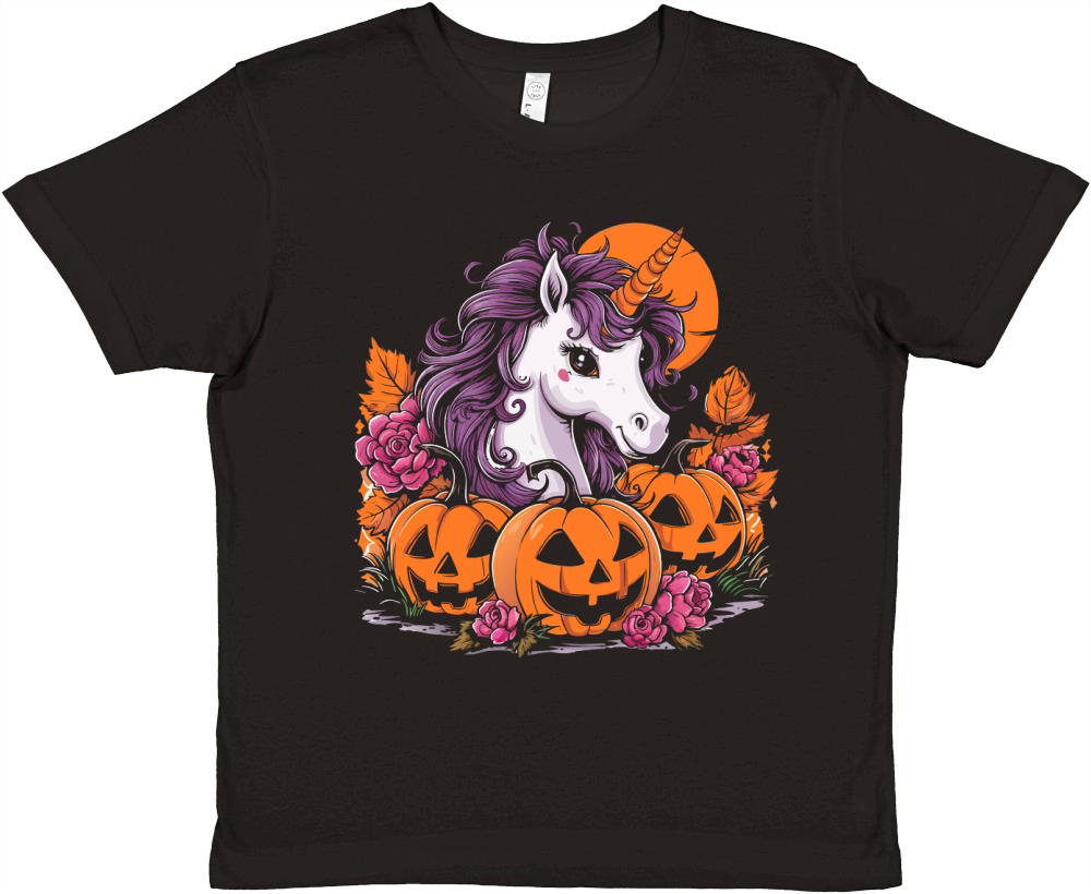 Unicorn and pumpkins Premium Kids Crewneck T-shirt