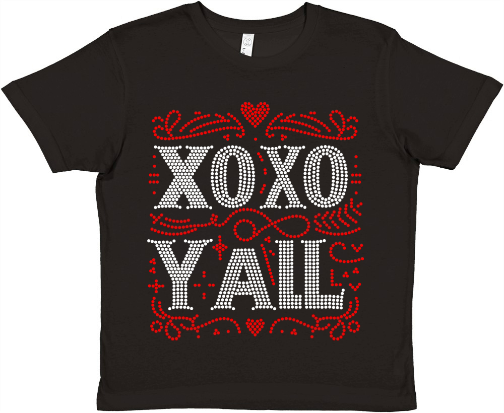 XOXO YAll Rhinestone Templates Premium Kids Crewneck T-shirt