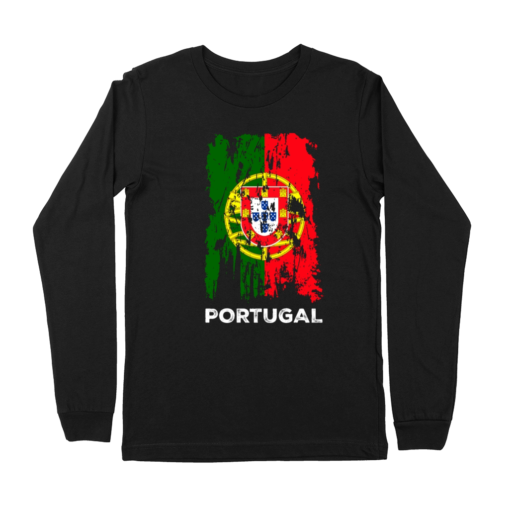 Distressed Portugal Country Flag Portuguese Pride Premium Long Sleeve