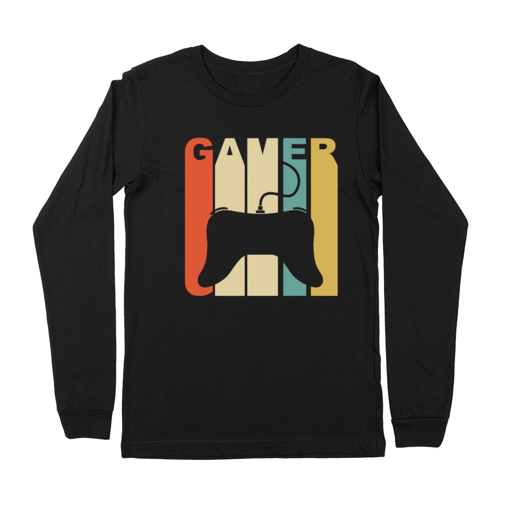 Vintage Gamer Controller Silhouette Retro Gaming Premium Long Sleeve