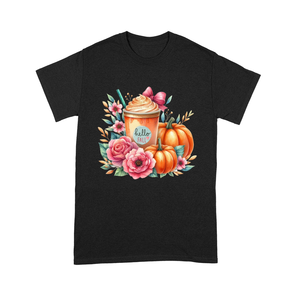 Hello Fall Watercolor Pumpkin Latte Premium T-shirt