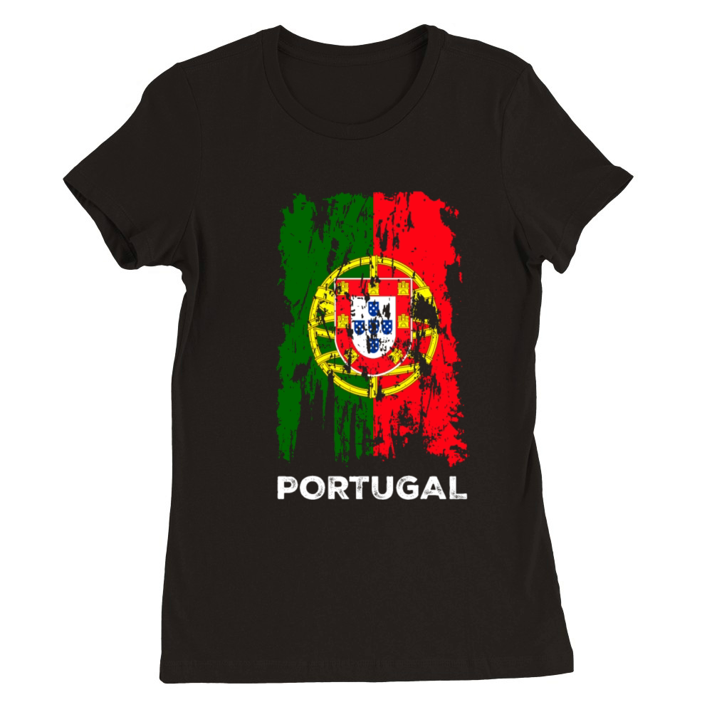 Distressed Portugal Country Flag Portuguese Pride Premium Womens Crewneck T-shirt