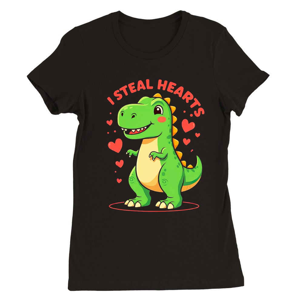 I Steal hearts Dinosaur Premium Womens Crewneck T-shirt