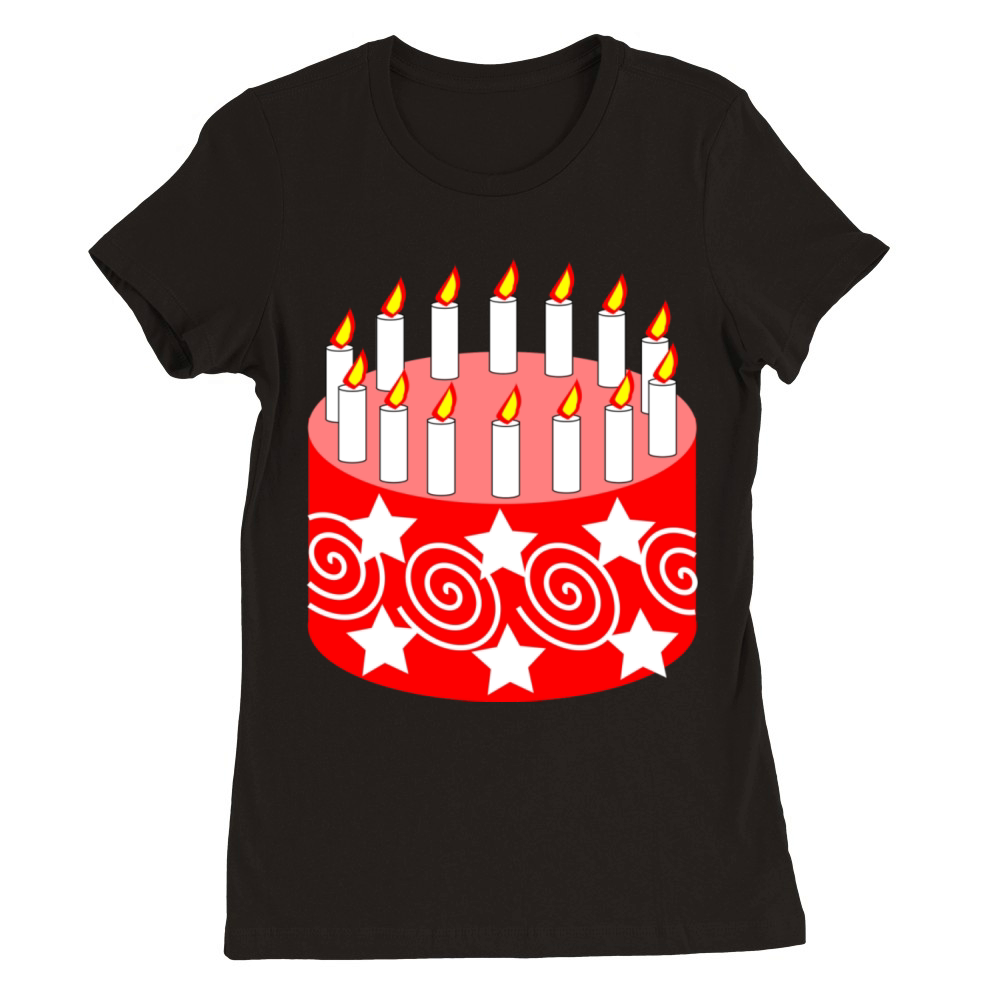 Red Birthday Cake Premium Womens Crewneck T-shirt