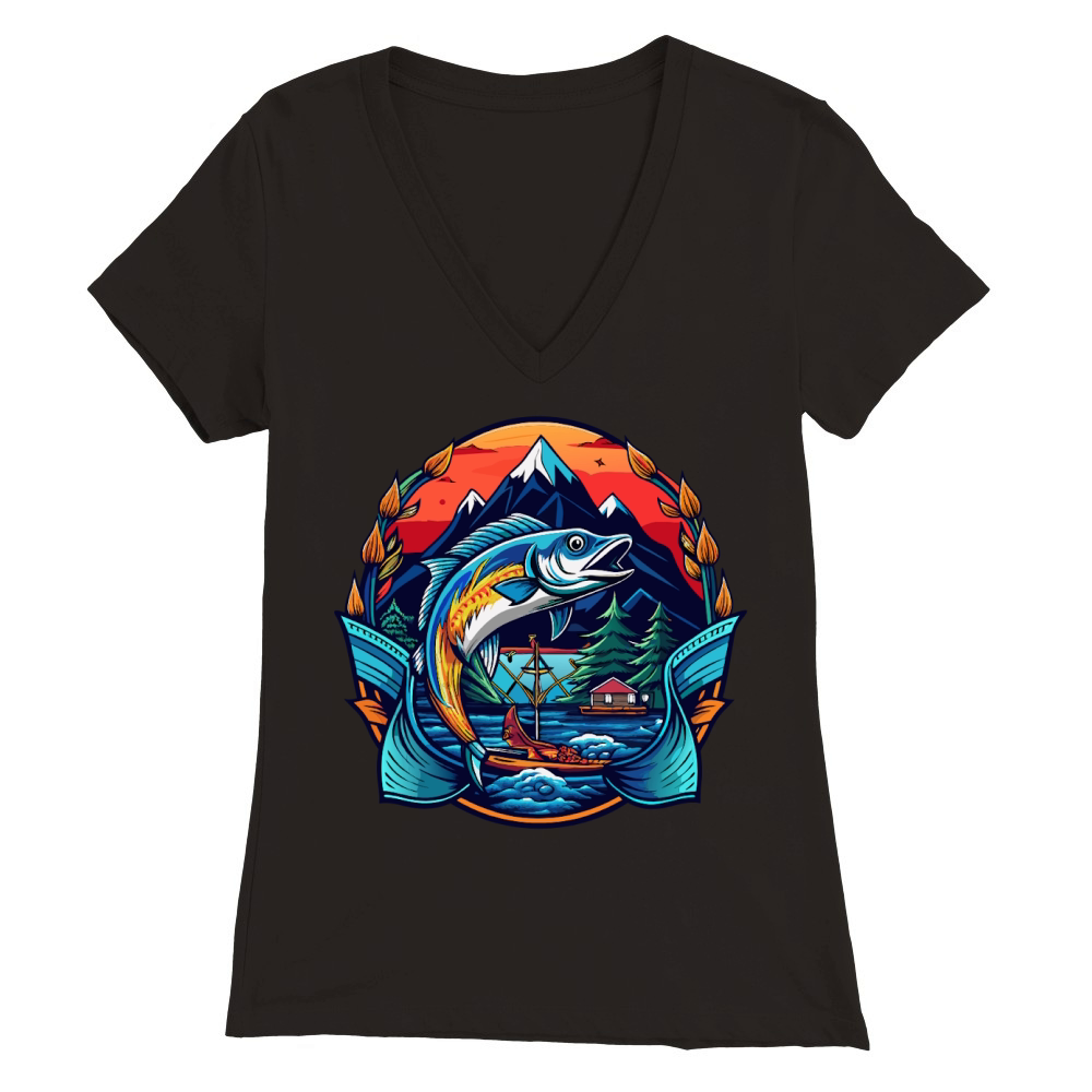 a fishing Premium Womens V-Neck T-shirt
