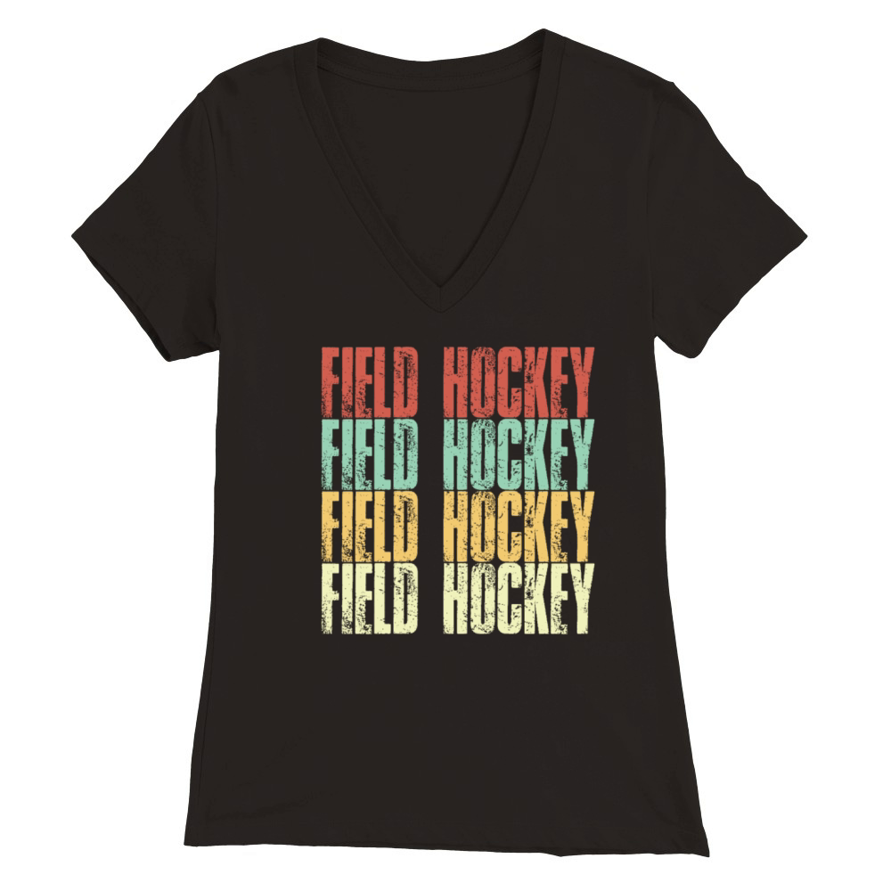 Field Hockey Vintage Premium Womens V-Neck T-shirt