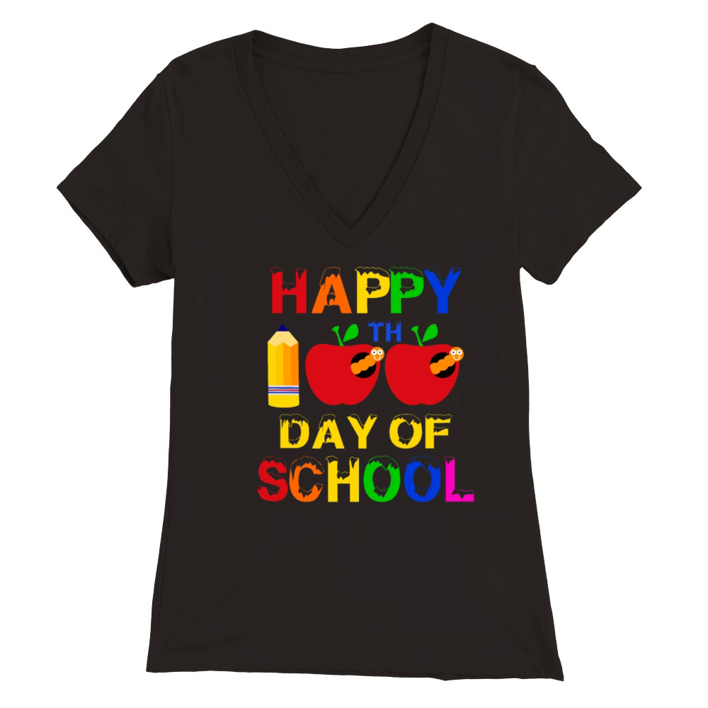 Happy 100 day of school gift Premium Womens V-Neck T-shirt
